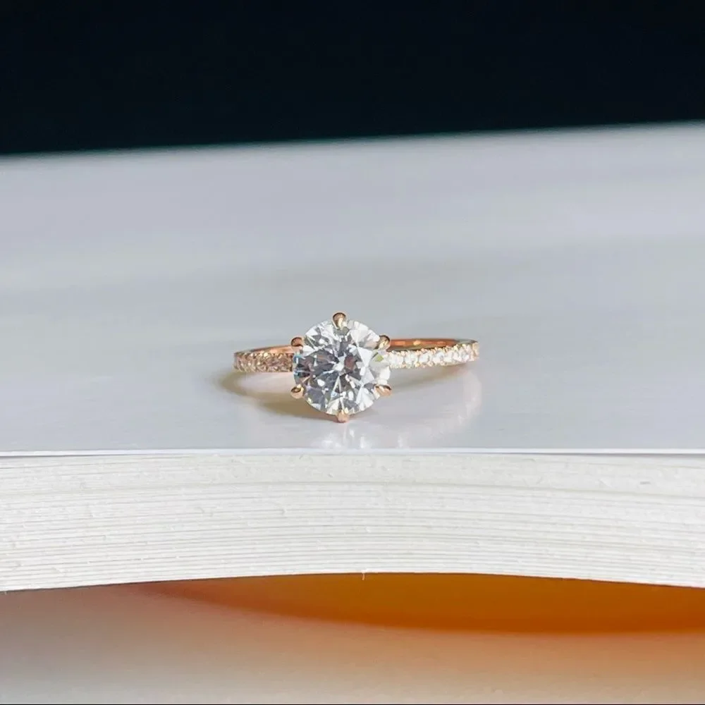 1.5CT Pave Ring Cubic Zirconia Rose Gold Plated size 7 - Picture 4 of 6